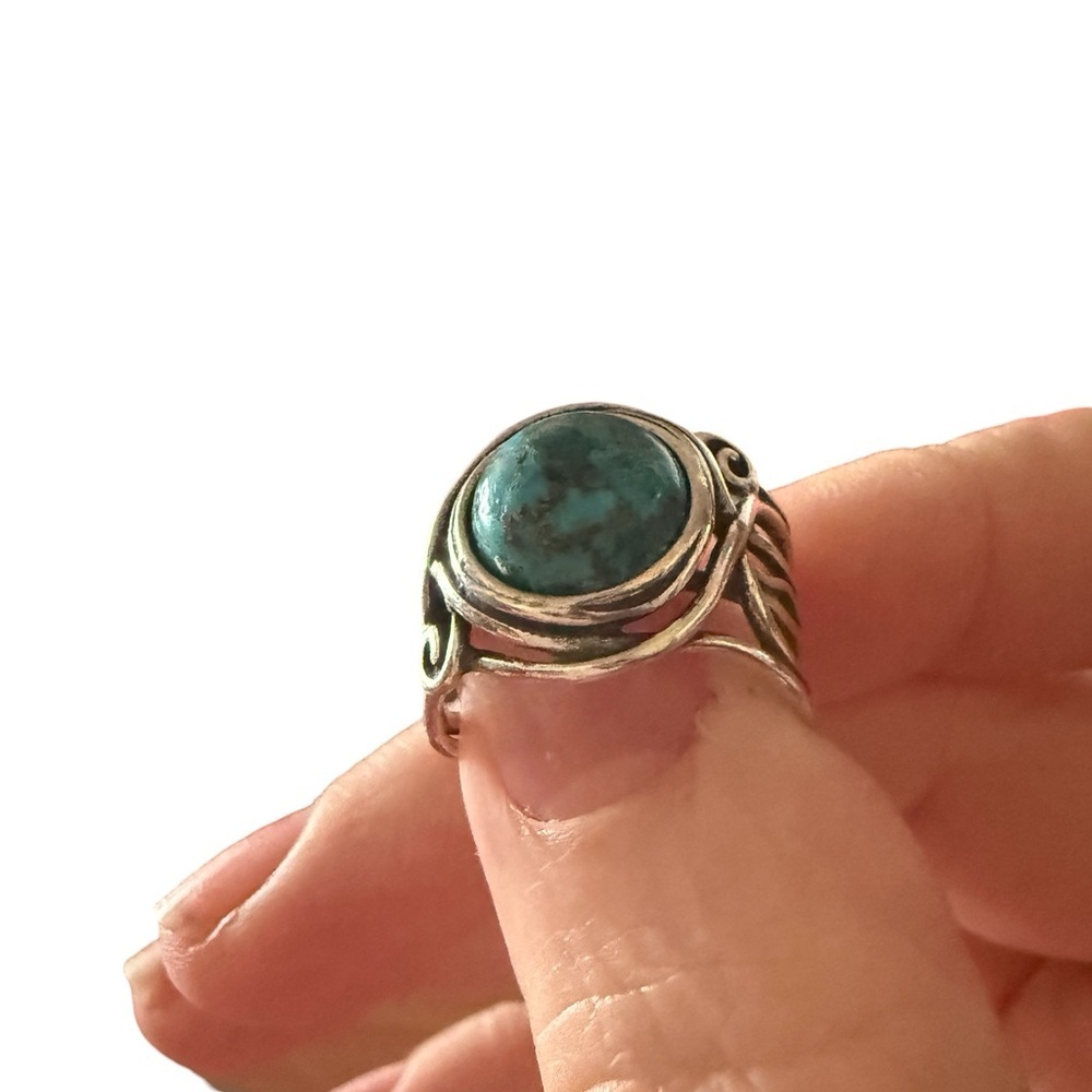 Vintage Didae 925 Israel Sterling Silver Genuine Turquoise Statement Ring - Picture 6 of 11